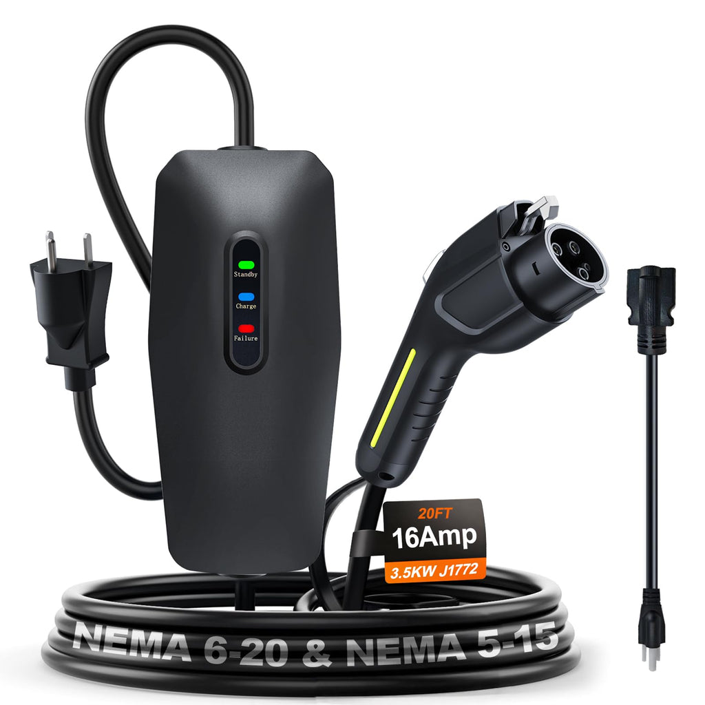 Level 1&2 Tesla Charger 2026 Upgraded, Level 1 ev Charger for Tesla with 20FT Cable, 3.5KW 16Amp, 110V-240V, NEMA 6-20 & 5-15, NACS Connector, Portable Electric Car Charger for Tesla Models Y/X/3/S