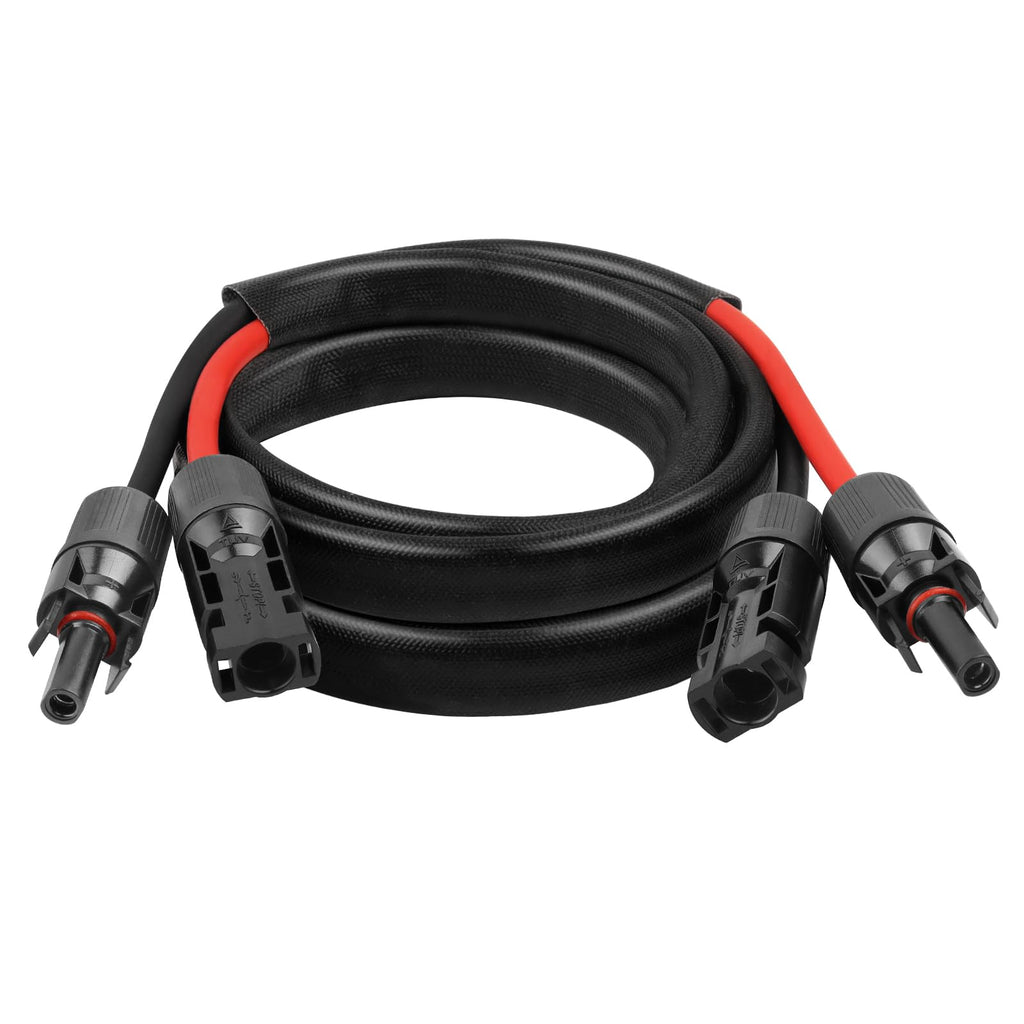 8AWG Solar Cable - 15FT Solar Panel Extension Cord 8 Gauge PV Wire with Flame Retardant Protective Sleeving Female & Male Waterproof Connector for RV, Photovoltaic Systems, Solar Panels (15 Feet)