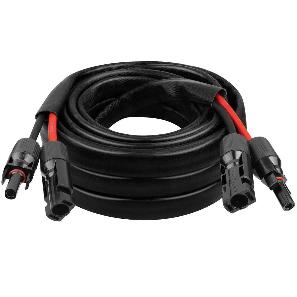8AWG Solar Cable - 15FT Solar Panel Extension Cord 8 Gauge PV Wire with Flame Retardant Protective Sleeving Female & Male Waterproof Connector for RV, Photovoltaic Systems, Solar Panels (15 Feet)