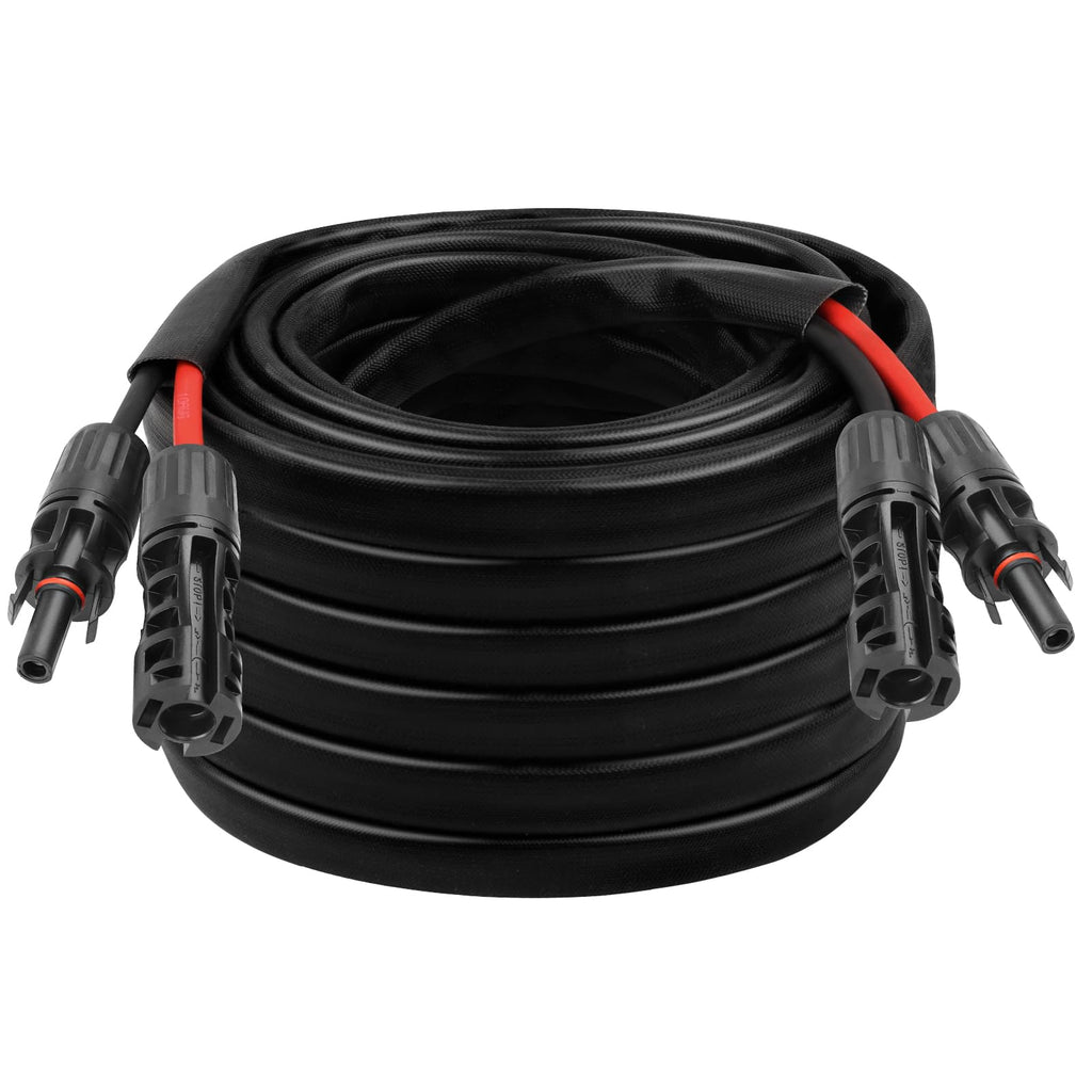 8AWG Solar Cable - 15FT Solar Panel Extension Cord 8 Gauge PV Wire with Flame Retardant Protective Sleeving Female & Male Waterproof Connector for RV, Photovoltaic Systems, Solar Panels (15 Feet)
