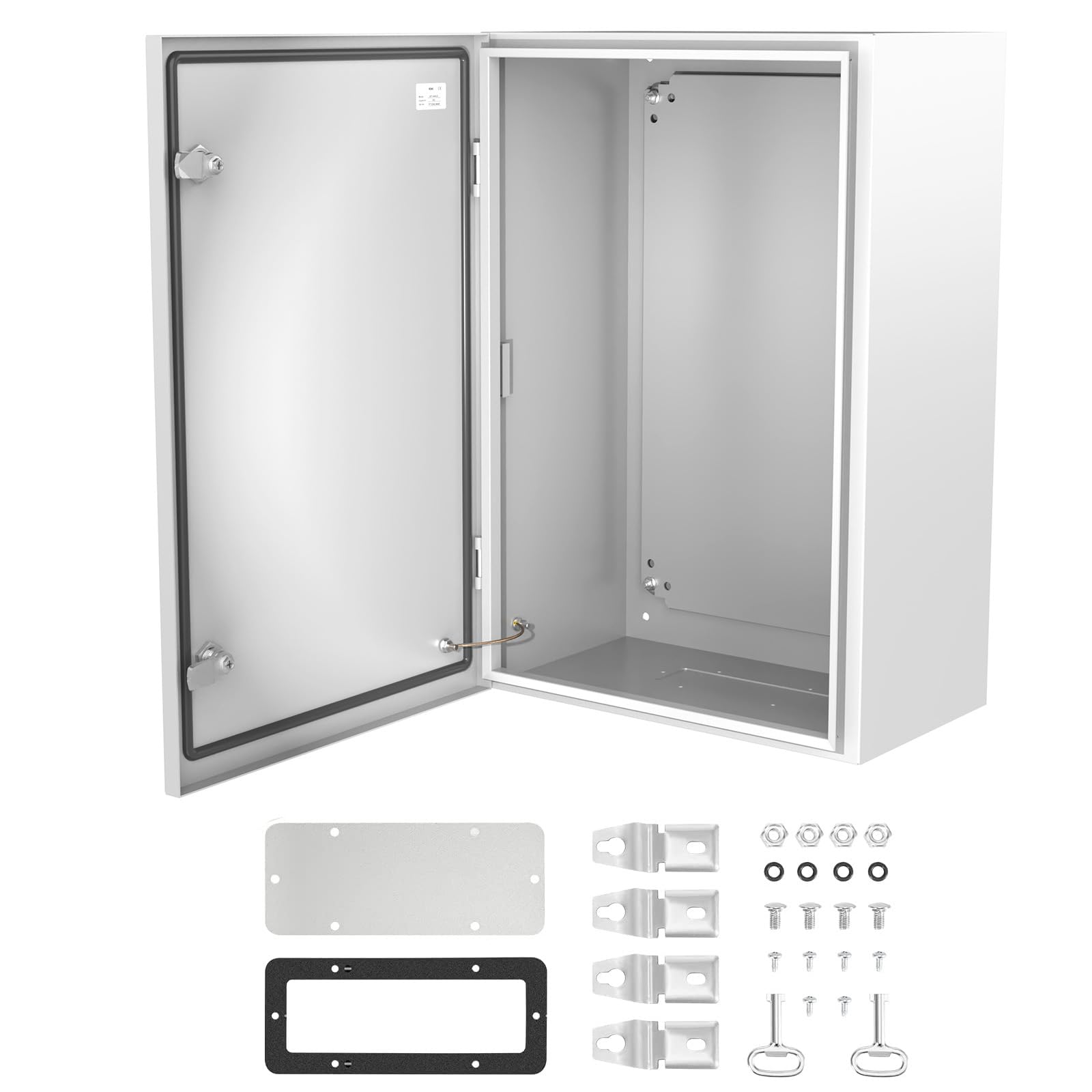 OPYRET Electrical Junction Box, 24"x16"x10" NEMA Steel Enclosure IP66 Waterproof & Dustproof Outdoor/Indoor Electrical Project Box with Mounting Plate