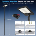 100" Solar Lamp Post Lights with Pole & Remote, Outdoor IP65 Waterproof 420 LEDs Solar Street Lights, Black Metal Flood Solar Motion Pathway Lights for Yard, Garden, Patio, Lawn, Garage
