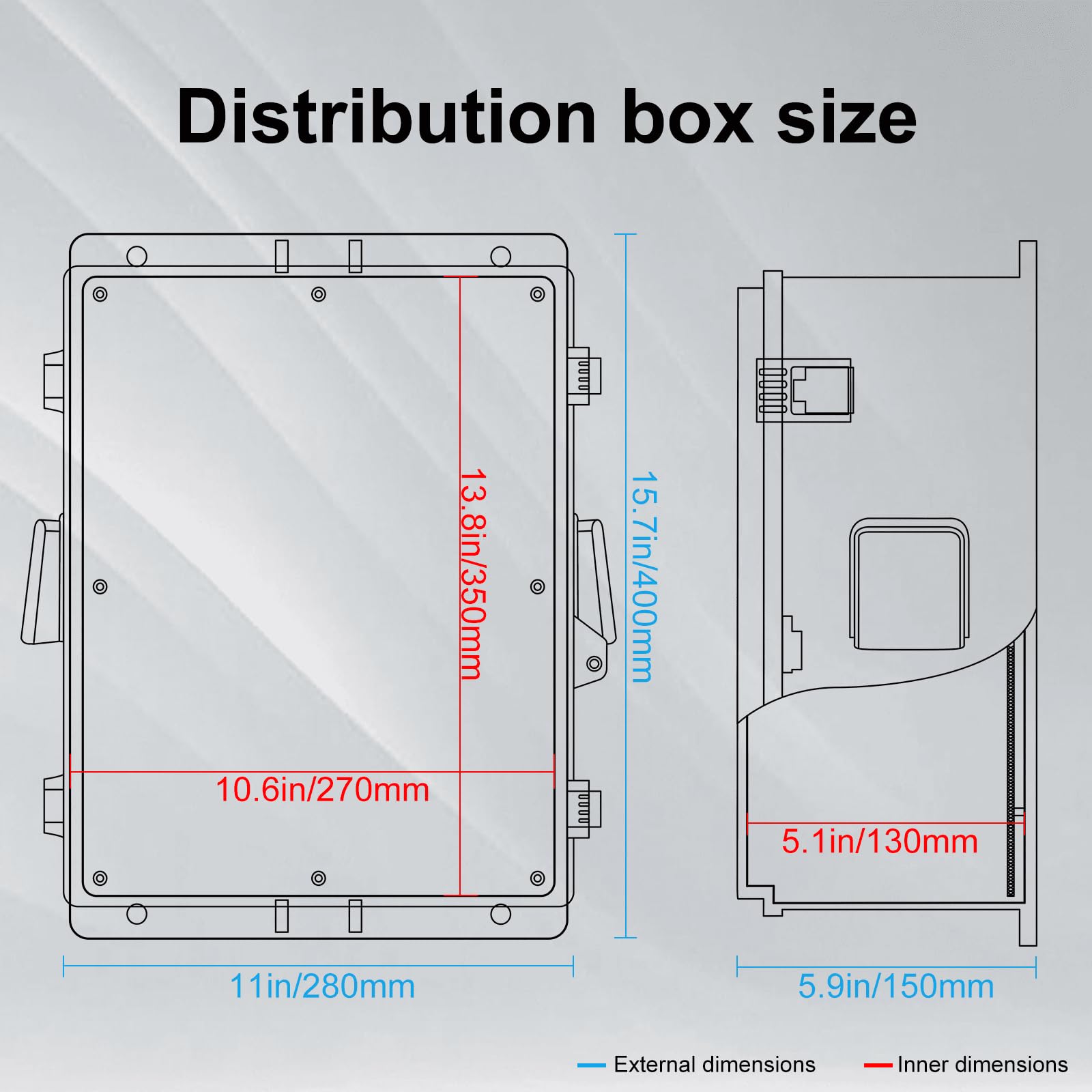 Namunanee Outdoor Electrical Box with Thermostat and Fan, ABS Water Resistant Enclosure with Internal Mounting Panel & Hinged Cover,16" H* 12" L* 5.9" W Plug & Play.