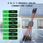 Bateria Power Solar Connectors for 2 Solar Panels, IP68 Waterproof Solar Panel Connectors Splitter, 4 to 2 Y Branch Parallel Adapter for Solar Cable Extension