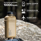 ELECOM NESTOUT 10000mAh Outdoor Power Bank + 2-Panel Solar Panel Charger + LAMP-1 LED 300 Lumen Soft Lantern - Black