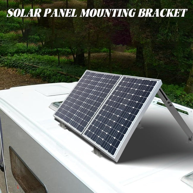 Solar Panel Mounting Brackets, 2 Sets Adjustable Solar Panel Tilt Mount Brackets, 14-27IN Adjust Solar Panel Rack, Support up to 100-450 Watt Mounting Bracket Set, Portable Stand for Roof RV Boat Main Image