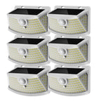 Aootek New Solar Motion Sensor Lights 120 LEDs with Lights Reflector,270° Wide Angle, IP65 Waterproof, Step Lights for Front Door, Yard, Garage, Deck (Black, Daylight White, 6-Pack)