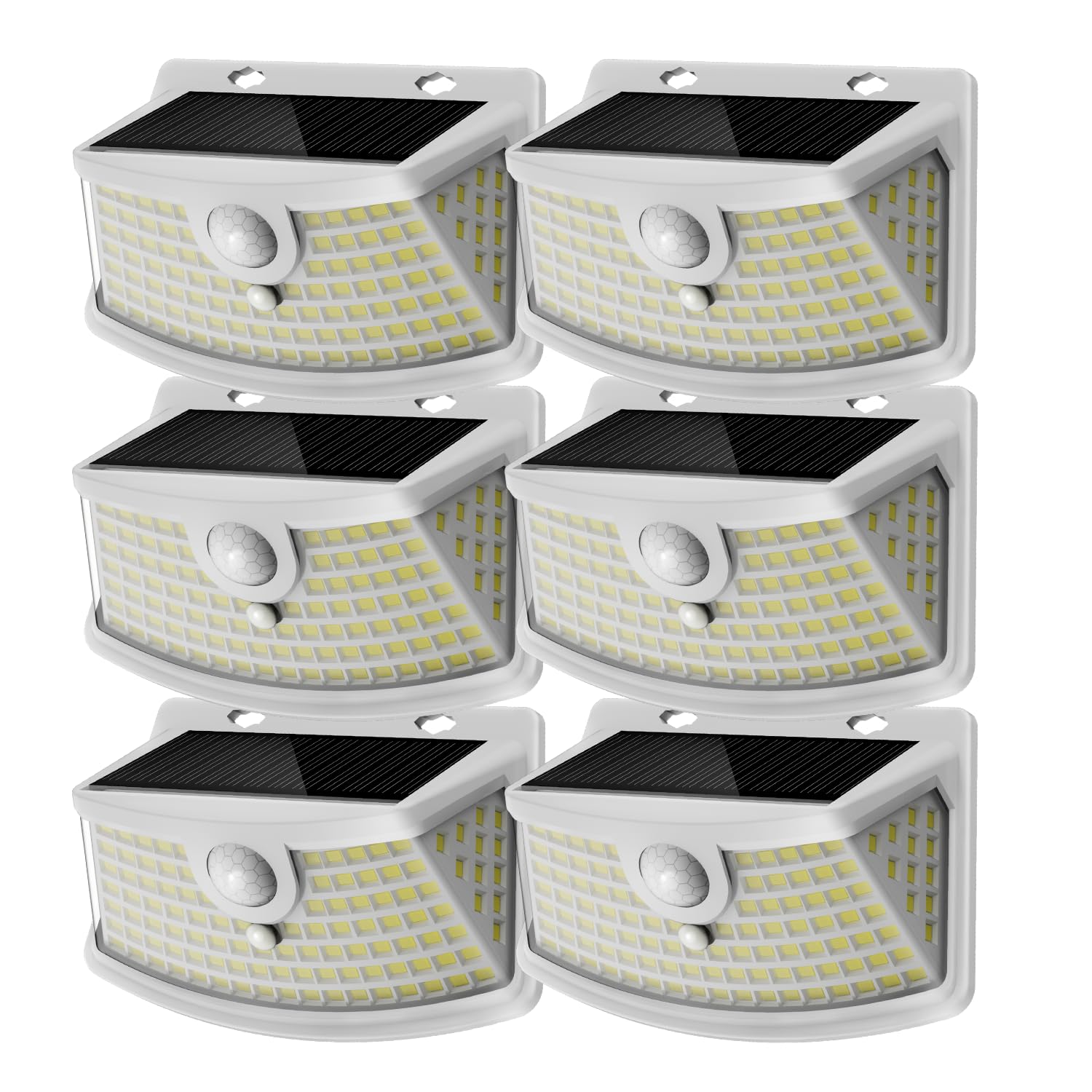 Aootek New Solar Motion Sensor Lights 120 LEDs with Lights Reflector,270° Wide Angle, IP65 Waterproof, Step Lights for Front Door, Yard, Garage, Deck (Black, Daylight White, 6-Pack)