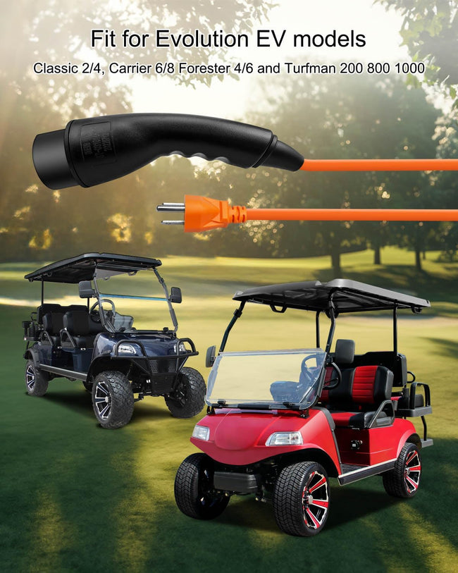 Charging Power Cord Assembly Fits for Evolution EV ICON EV Models Replaces 2.04.0620, 120V Golf Cart Charger Power Cord Main Image