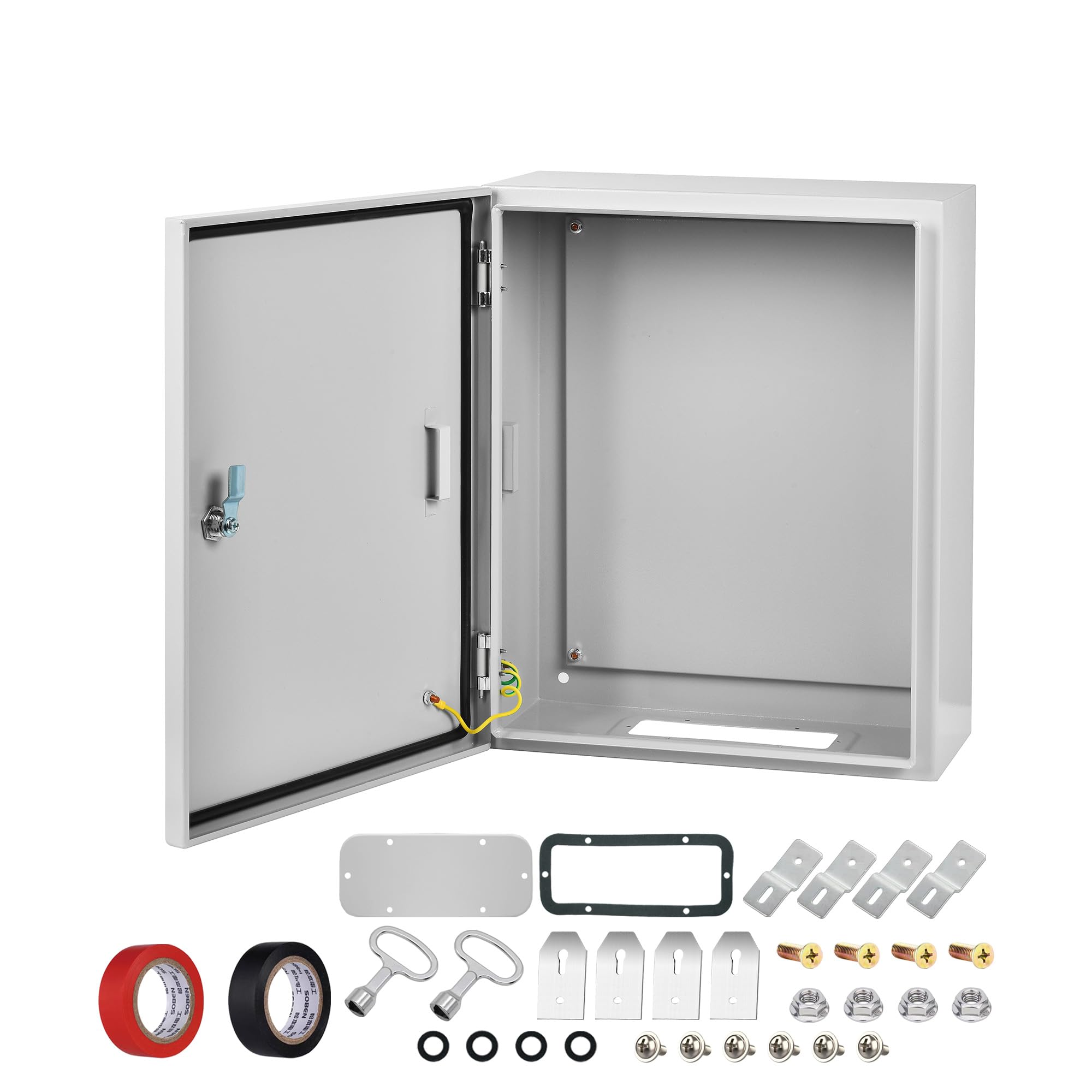 AUFUNIU Steel Electrical Junction Box, 12 x 10 x 6 Waterproof & Dustproof Electrical Enclosure, Outdoor & Indoor Universal Project Box with Lock & Mounting Plate