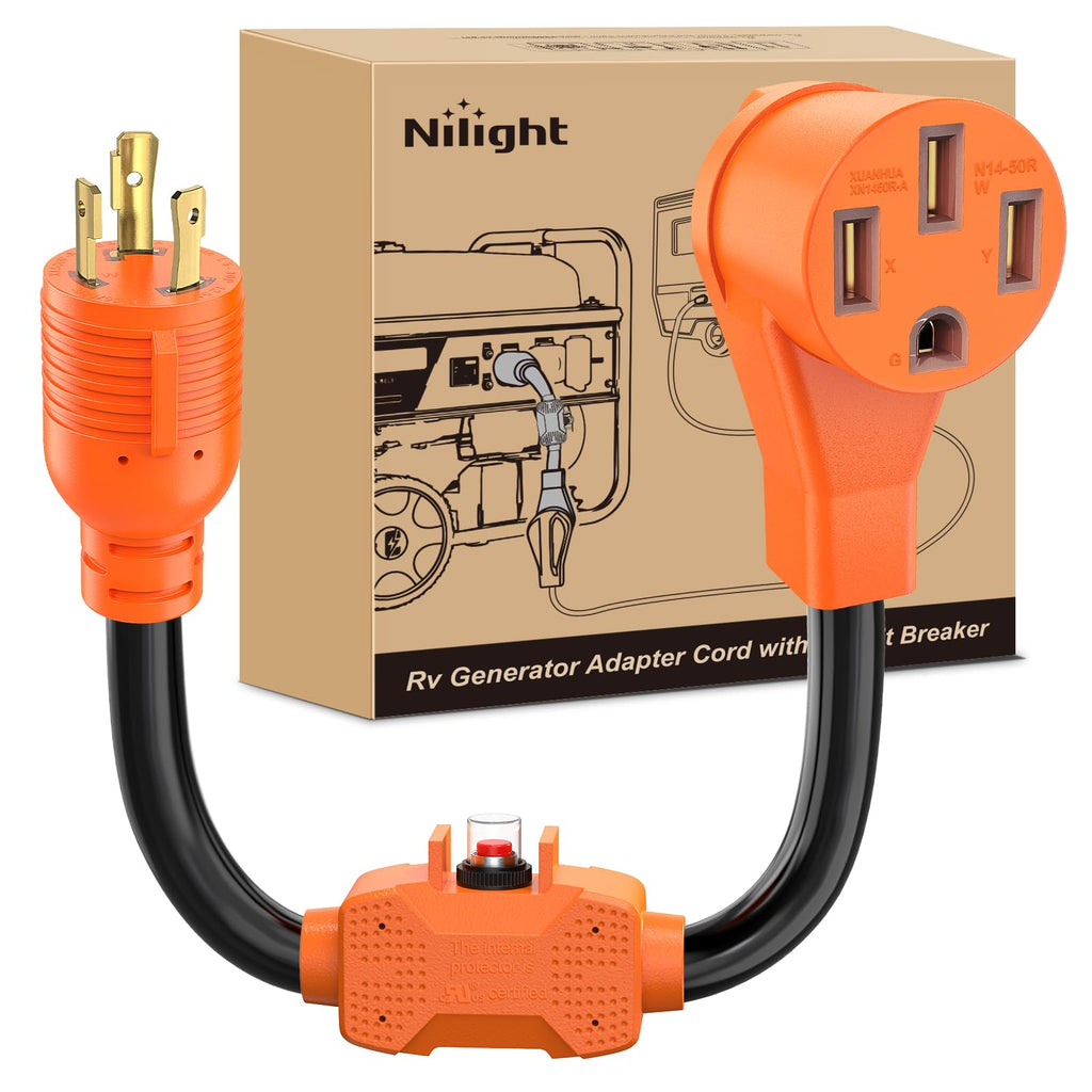 Nilight EV Adapter Cord 30 Amp to 50 Amp 4 Prong Pure Copper New Dryer Outlet to EV Plug Conversion Heavy Duty 10 Gauge Wire Nema 14-30P to 14-50R 30M/50F for Level 2 EVs Using