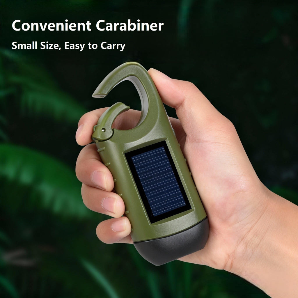 EKNBKE Hand Crank Solar LED Emergency Flashlight, Portable Mini Handheld Survival Light with USB Output for Camping Outdoor Hiking, Green