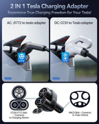 Ecogenix Upgraded 2In1 CCS & J1772 to Tesla Adapter, 250KW Fast CCS1 to Tesla Charging Adapter, Fit for 2021-2026 Tesla Model Y, 3, S, X, Compatible with CCS1& J1772 Level 1 2 3 Charging Stations