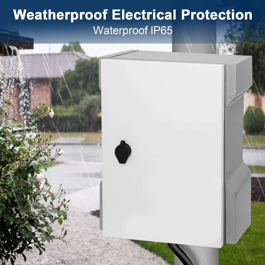 TRWUDRFA Outdoor Electrical Box with Thermostat and Fan - DIY Electrical Junction Box One-Piece Ventilation Design, Cold Rolled Steel, IP65 Waterproof, Wall/Pole Mounted (24" x 17.7" x 8.7")