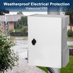 TRWUDRFA Outdoor Electrical Box with Thermostat and Fan - DIY Electrical Junction Box One-Piece Ventilation Design, Cold Rolled Steel, IP65 Waterproof, Wall/Pole Mounted (24" x 17.7" x 8.7")