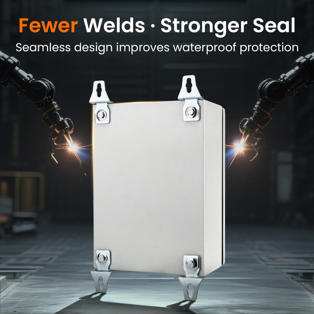 QILIPSU Metal Electrical Box IP65 Waterproof Steel Project Enclosure Lockable Weatherproof Electric Junction Box for Indoor & Outdoor Use 14"x10"x6"