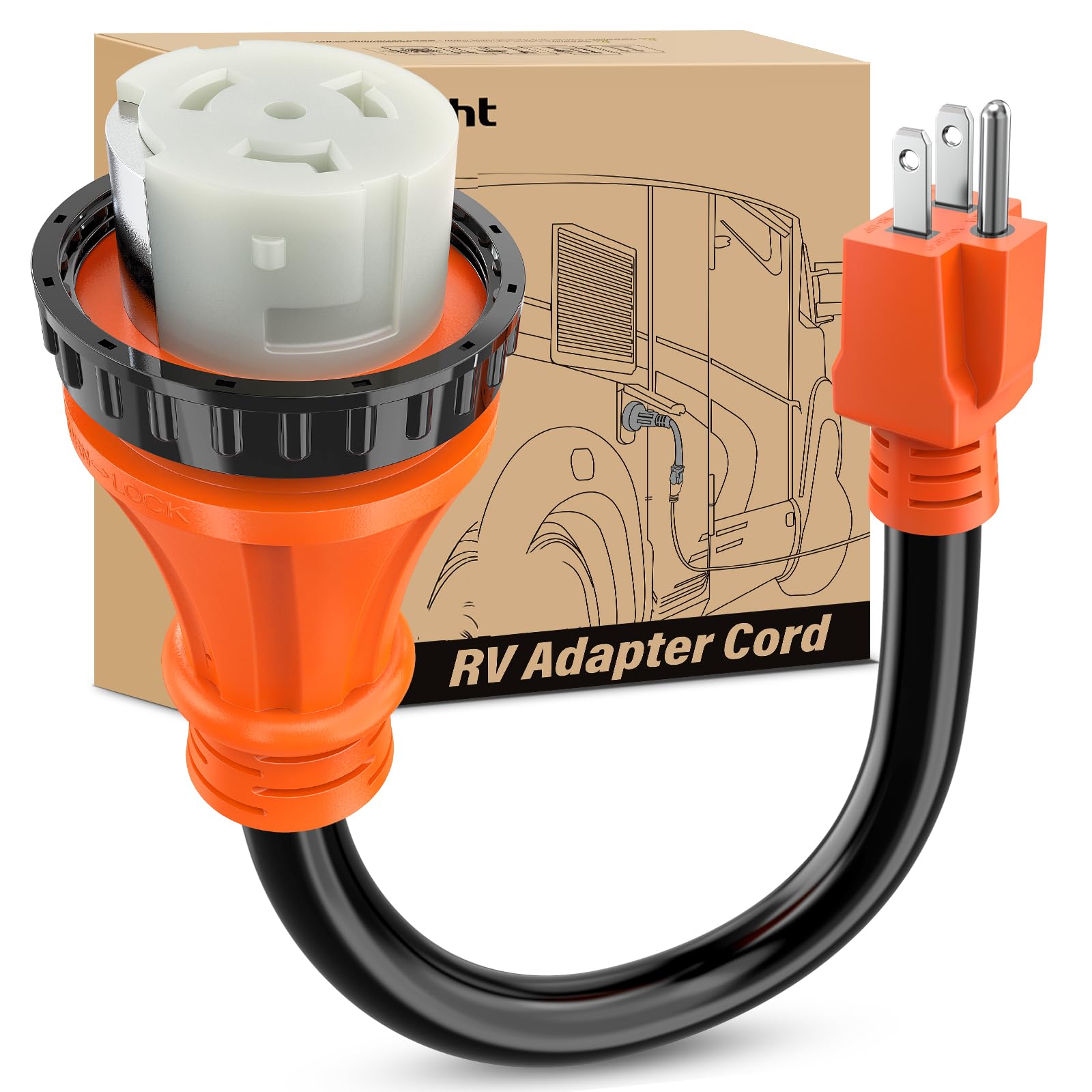 Nilight EV Adapter Cord 30 Amp to 50 Amp 4 Prong Pure Copper New Dryer Outlet to EV Plug Conversion Heavy Duty 10 Gauge Wire Nema 14-30P to 14-50R 30M/50F for Level 2 EVs Using