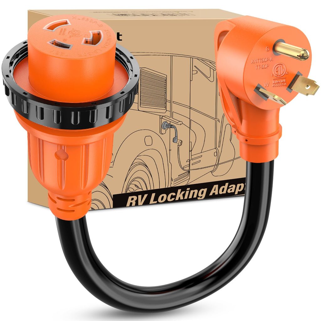 Nilight EV Adapter Cord 30 Amp to 50 Amp 4 Prong Pure Copper New Dryer Outlet to EV Plug Conversion Heavy Duty 10 Gauge Wire Nema 14-30P to 14-50R 30M/50F for Level 2 EVs Using
