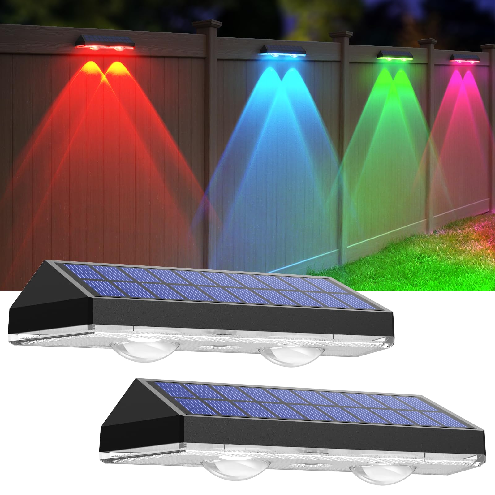 Solar Fence Lights Outdoor - 2700/4000/6000K 3 Mode, 8 Pack Solar Fence Lights Outdoor Waterproof LED, Fence Light Solar Powered for Outside, Backyard, Railing, Step, Patio,Wall and Home Improvement