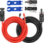 10AWG Solar Extension Panel Cable - 50FT Solar Wire with Waterproof Female and Male Connector and Solar Panel Adaptor Kit Tool PV Wire for RV, Home, Boat, Solar Panels(50feet Red + 50feet Black)