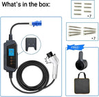 GB/T Portable EV Charger, 8-32amp Adjustable, 7kW Single Phase, 85-264V, Plug and Play, 5m(16.4ft)