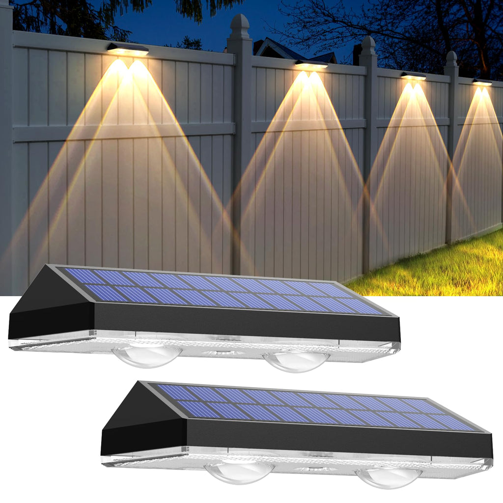 Solar Fence Lights Outdoor - 2700/4000/6000K 3 Mode, 8 Pack Solar Fence Lights Outdoor Waterproof LED, Fence Light Solar Powered for Outside, Backyard, Railing, Step, Patio,Wall and Home Improvement