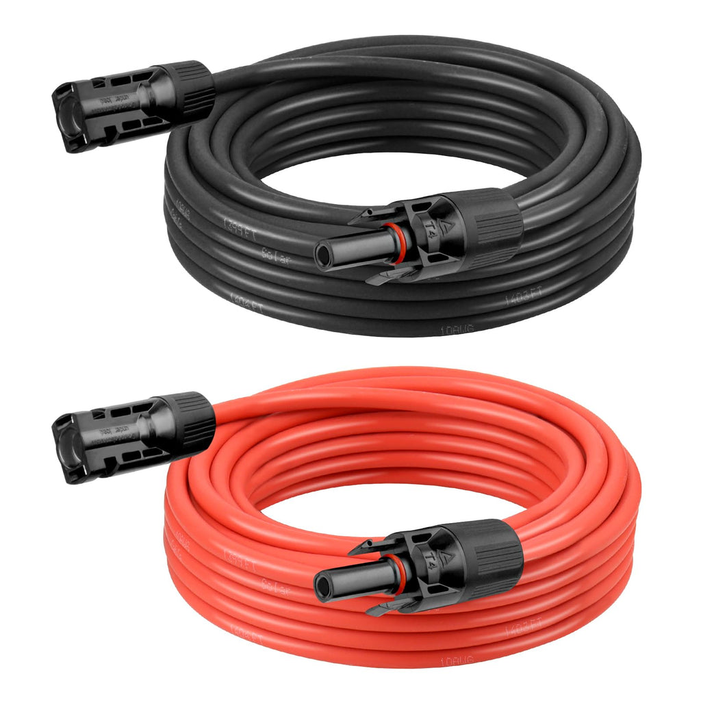 8 AWG Solar Extension Cable 50FT Black + 50FT Red, 8 Gauge Solar Panel Wire Male to Female Tinned Copper Wire for Solar Panel, Automotive, RV, Boat, Outdoors