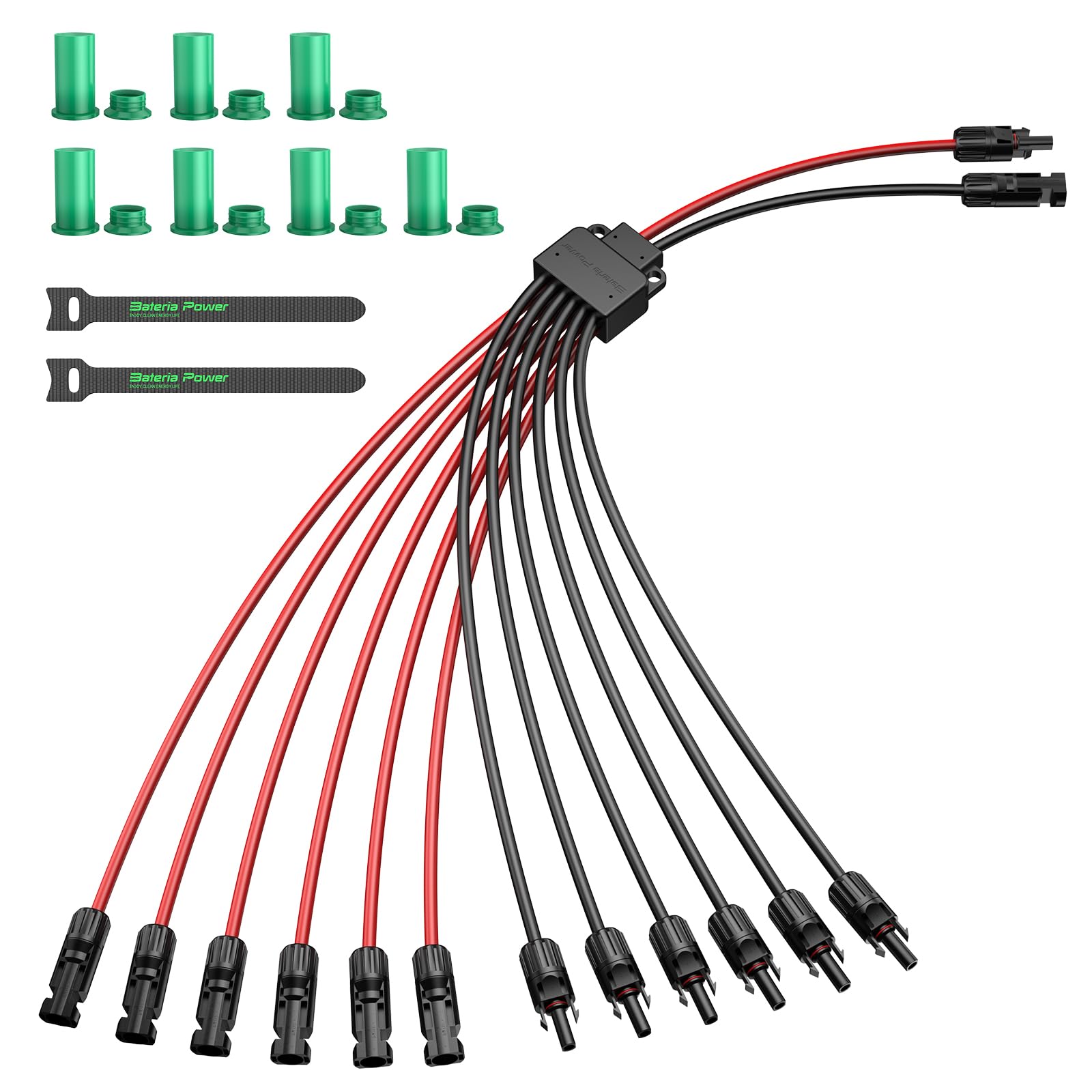 Bateria Power Solar Connectors for 2 Solar Panels, IP68 Waterproof Solar Panel Connectors Splitter, 4 to 2 Y Branch Parallel Adapter for Solar Cable Extension