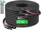 Bateria Power 10AWG 30FT Solar Panel Extension Cable, Flame Retardant Protective Sleeving Twin Wire 10 Gauge Solar Cable with IP68 Female & Male Waterproof Connectors, Dust Caps for Home, RV