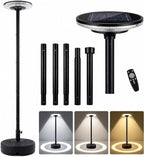 Movable Solar Street Lights Outdoor with Pole, 10000W 9999LM IP65 Waterproof Motion Sensor Lamp Posts Remote Control at 360° No Drill for Yard, Camping, Garden, Outside (86.6" Pole 216 LED)