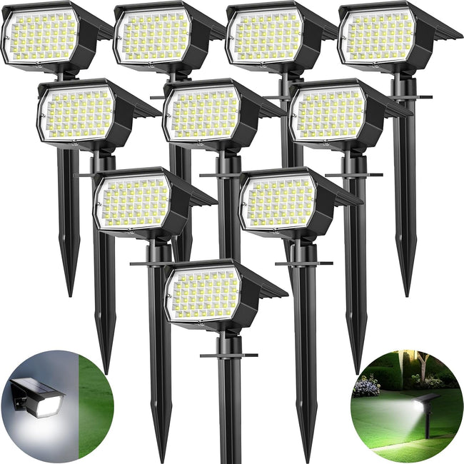 Tadyreal Solar Spot Lights Outdoor 10 Pack, [46 LED/3 Modes] Solar Landscape Spotlights Waterproof, 2-in-1 Auto On/Off Solar Powered Lights for Outside Yard Garden Wall Pathway(Cool White) Hover Image