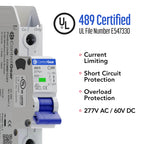 Mini Circuit Breaker UL489 Listed 10A C Curve 277VAC 60VDC 10kAIC DIN Rail Mount Non Polarized MCB Branch Circuit Protection, ControlGear CGMB1C10 (1 Pole CTrip 10 Amp)