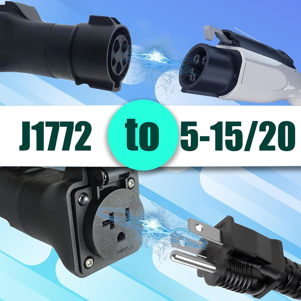 J1772 to Nema 5-20, EV Station Charging Adapter, EV Adapter Plug, J1772 to NEMA 5-20 Plug for Many Devices that Can Accept 100~240V