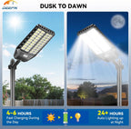 Deepn 10000W Solar Lights Outdoor, 6500K Super Bright Commercial Solar Lights with PIR Motion Sensor, Auto On/Off Dusk to Dawn IP67 Waterproof Outdoor Lighting for Yard, Driveway, Parking Lot, 2 Pack