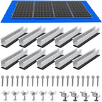 Solar Panel Mounting Brackets, Roof Mount Kit, Rails and Clamps Included for Thickness 1.18”-1.38”, 4pcs in A Row Assembly on Tin, Flat and Sheet Rooftop, Aluminum Alloy