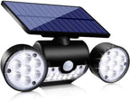 Solar Lights Outdoor, Motion Sensor Security Lights Solar Wall Lights with Dual Head Spotlights LED Waterproof 360° Adjustable Solar Motion Lights Outdoor for Garden Garage Patio, 1 Pack