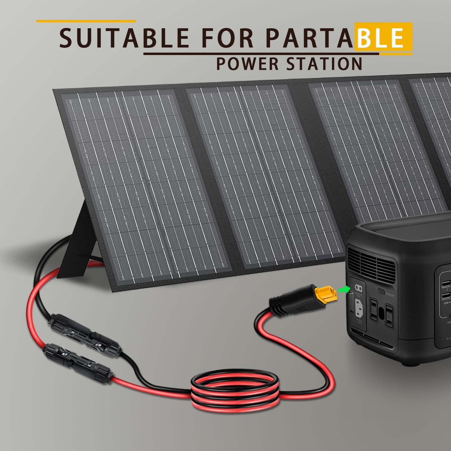 COMeap Solar Panel Cable for Ecoflow Anker SOLIX 12AWG, 10FT/3M Compatible with MC-4 to XT60 Plug Solar Panel Connector Adapter Extension for Portable Power Station Solar Generator RV
