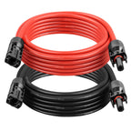 10AWG Solar Extension Cable 2FT – 2 Pack Red & Black PV Wire with Solar Connectors, 84-Strand Tinned Copper, Dual XLPE Insulated, Outdoor UV-Resistant Cable for RV, Inverter, Battery
