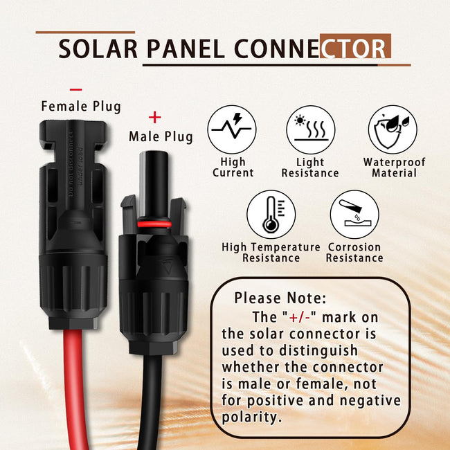 COMeap Solar Panel Adapter for Jackery, 6FT/1.8M Compatible with MC-4 to DC 8mm Extension Cable with DC7909 to DC8020/DC5525 Connector for GZ Yeti Bluetti Solar Generator Power Station 12AWG - Orange Main Image