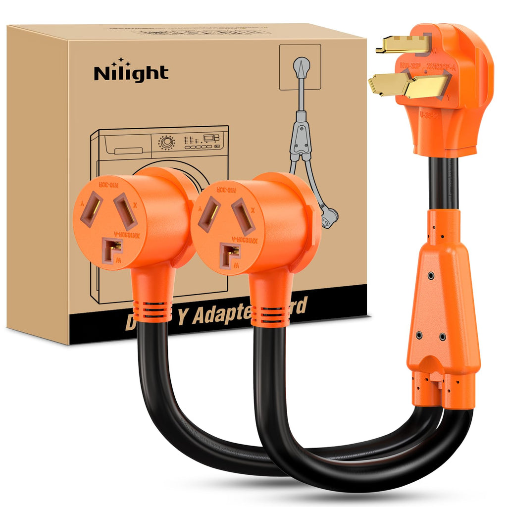 Nilight EV Adapter Cord 30 Amp to 50 Amp 4 Prong Pure Copper New Dryer Outlet to EV Plug Conversion Heavy Duty 10 Gauge Wire Nema 14-30P to 14-50R 30M/50F for Level 2 EVs Using