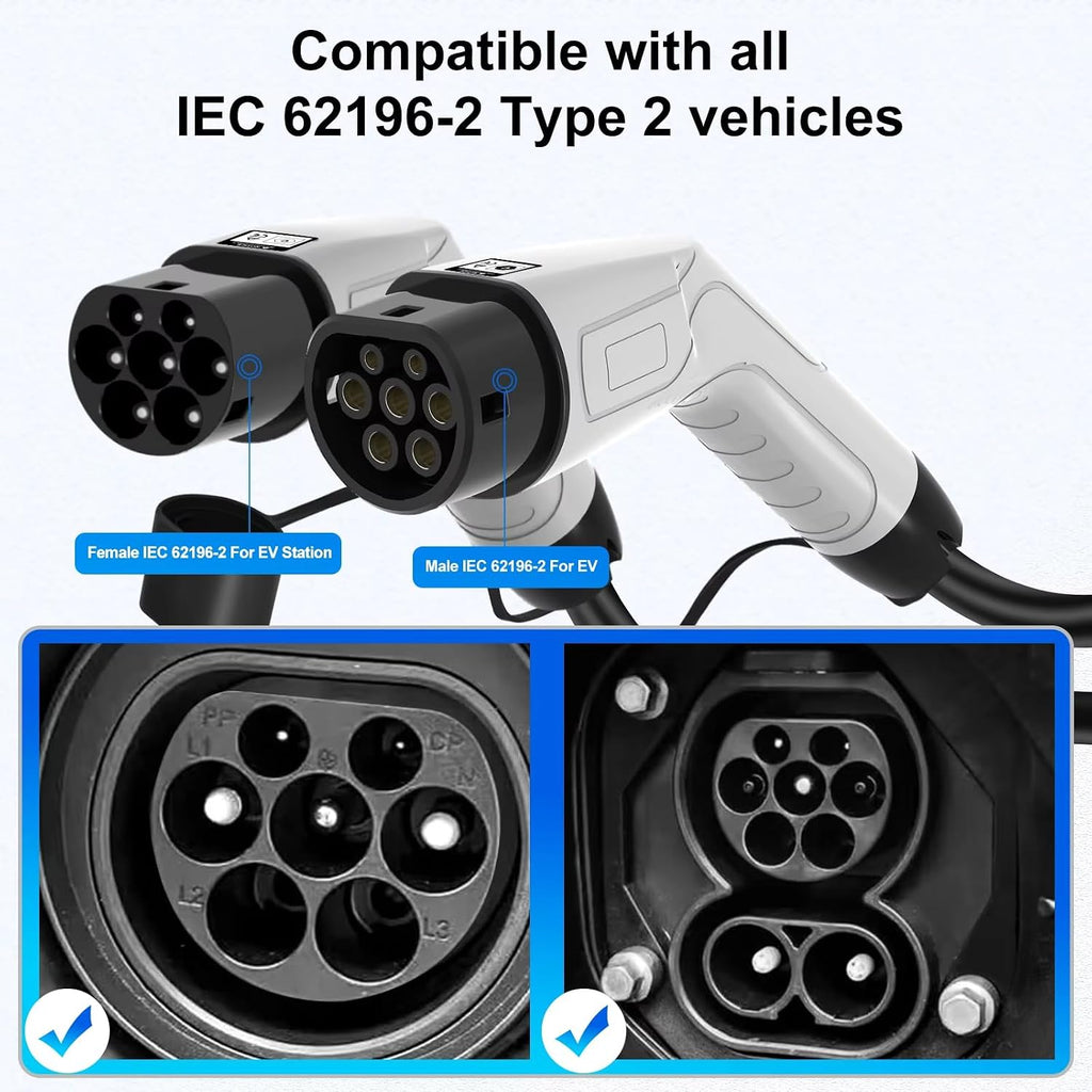 Type 2 - Type 2 Fast Charging EV Cable / 32A / 3 Phase / 5M Length / 22kW