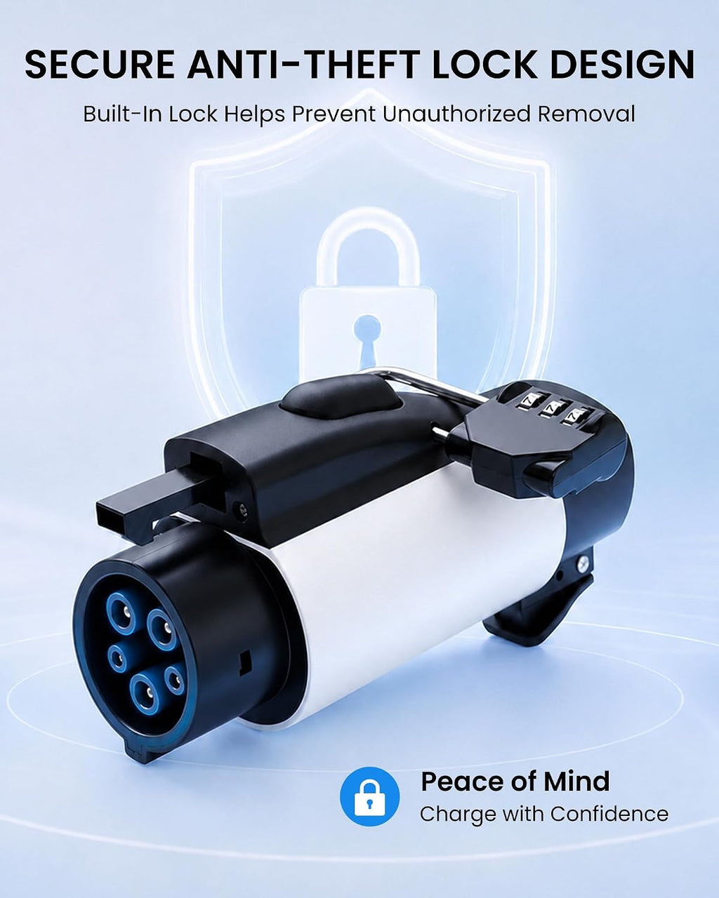 Tesla to J1772 EV Adapter for Road Trip & Destination Charging - IP55 Weatherproof, Secure Lock for Non-Tesla Vehicles - 80A (19.2kW Max)