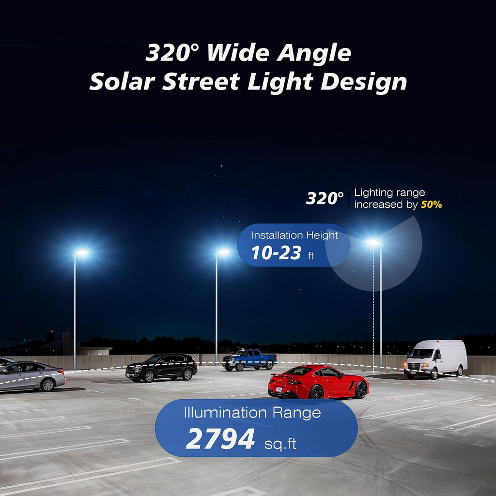 WYWNA 15000W Solar Street Lights Outdoor - Wide Angle Solar Lights Outdoor Motion Sensor, Commercial Parking Lot Light Dusk to Dawn, 7000K LED Street Light Heavy Duty IP66 Waterproof 2-Pack