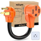 Nilight EV Adapter Cord 30 Amp to 50 Amp 4 Prong Pure Copper New Dryer Outlet to EV Plug Conversion Heavy Duty 10 Gauge Wire Nema 14-30P to 14-50R 30M/50F for Level 2 EVs Using
