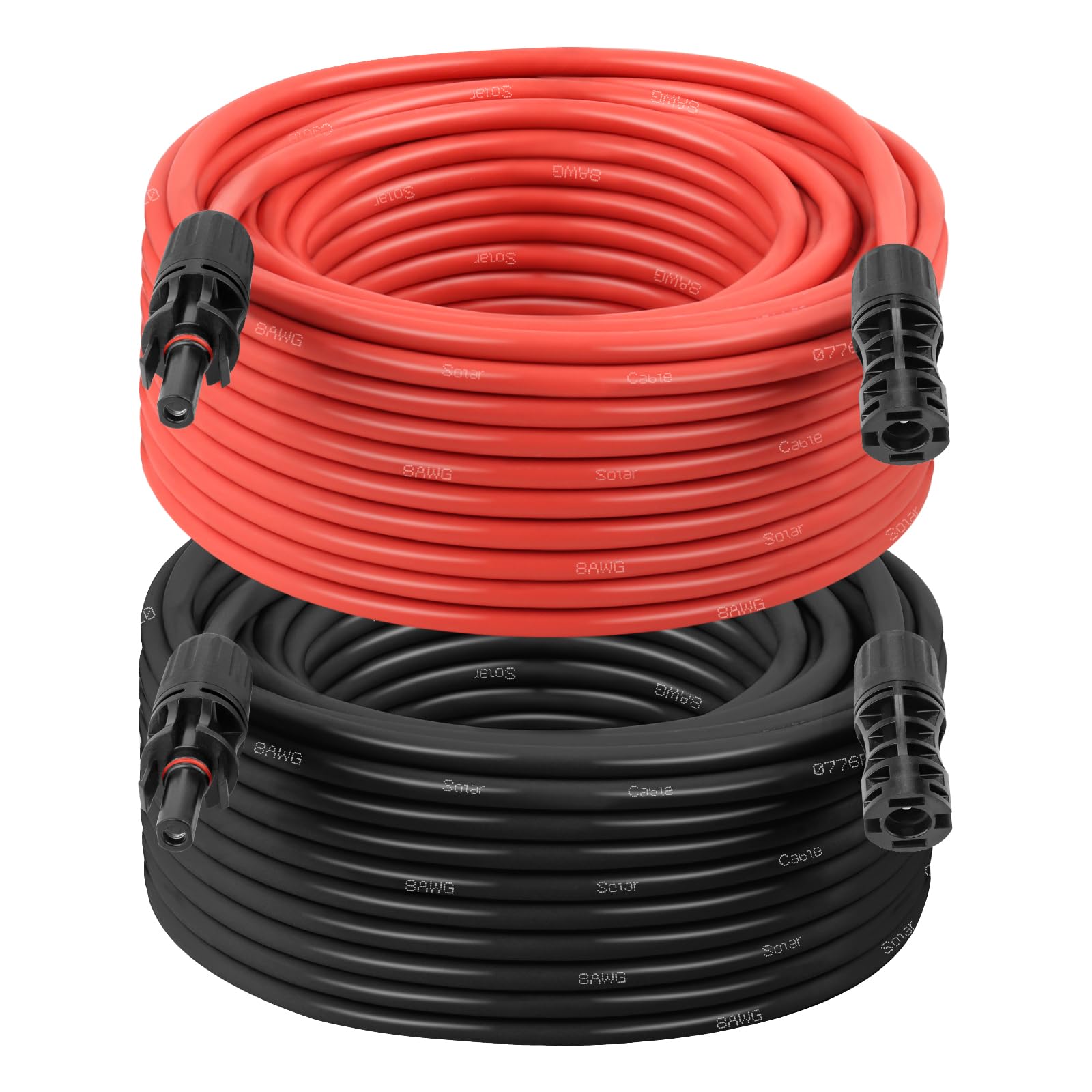 10AWG Solar Extension Cable 2FT – 2 Pack Red & Black PV Wire with Solar Connectors, 84-Strand Tinned Copper, Dual XLPE Insulated, Outdoor UV-Resistant Cable for RV, Inverter, Battery
