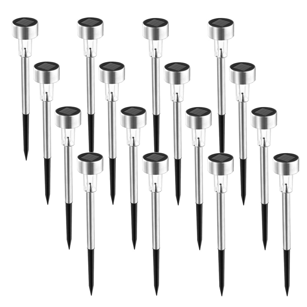 SOLPEX 16 Pack Solar Outdoor Lights Pathway, Stainless Steel Solar Lights Outdoor Waterproof,LED Landscape Lighting Walkway for Landscape/Patio/Lawn/Yard/Driveway-Cold White