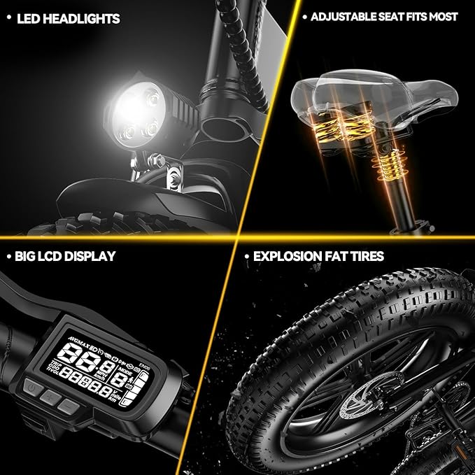 Vélo électrique pliable 1000 W, 48 V 20,8 Ah