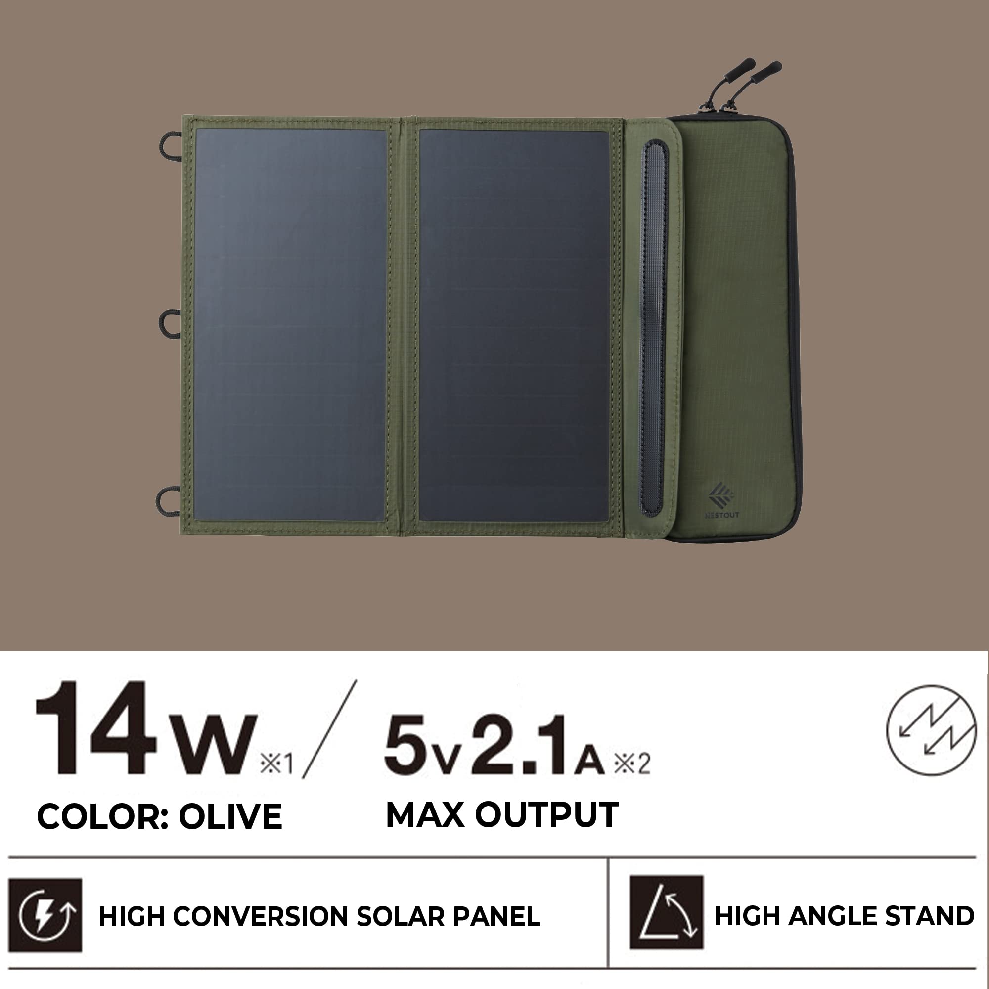 ELECOM NESTOUT 10000mAh Outdoor Power Bank + 2-Panel Solar Panel Charger + LAMP-1 LED 300 Lumen Soft Lantern - Black