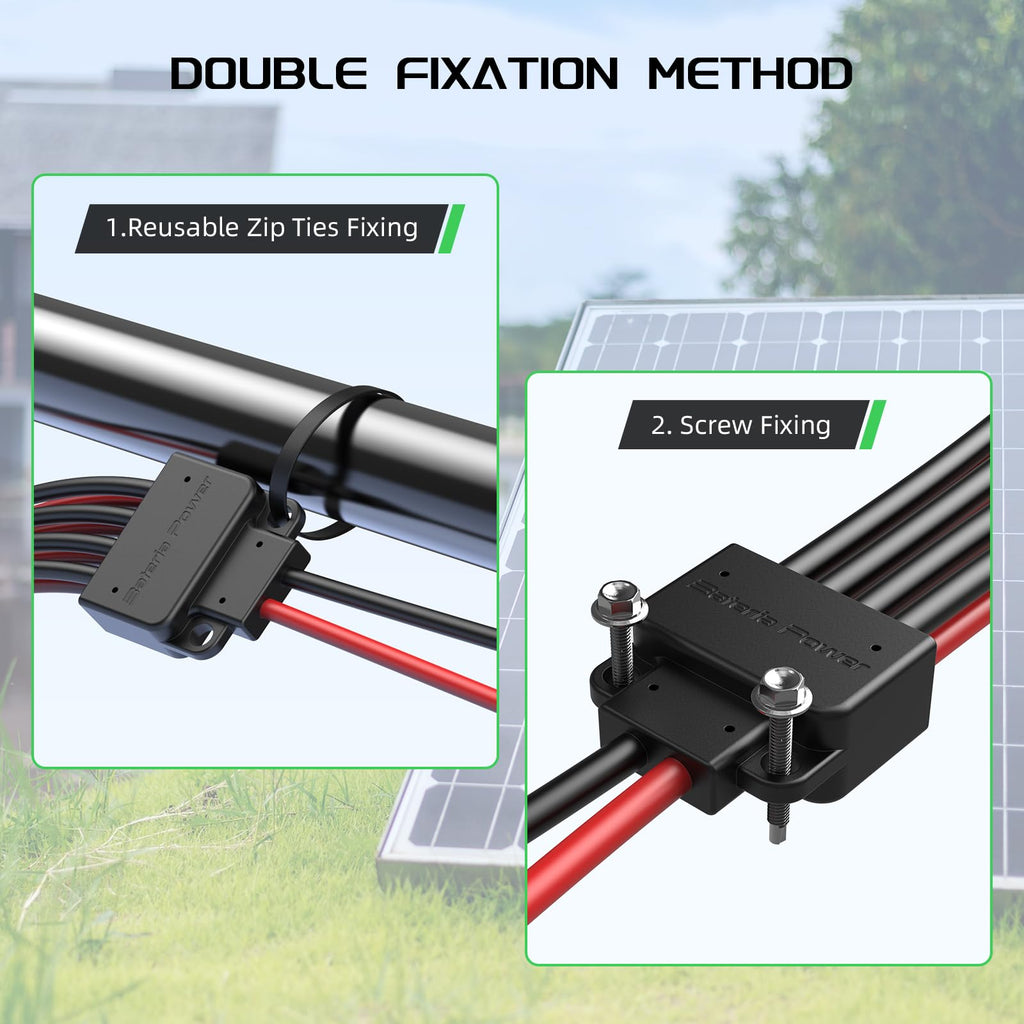 Bateria Power Solar Connectors for 2 Solar Panels, IP68 Waterproof Solar Panel Connectors Splitter, 4 to 2 Y Branch Parallel Adapter for Solar Cable Extension
