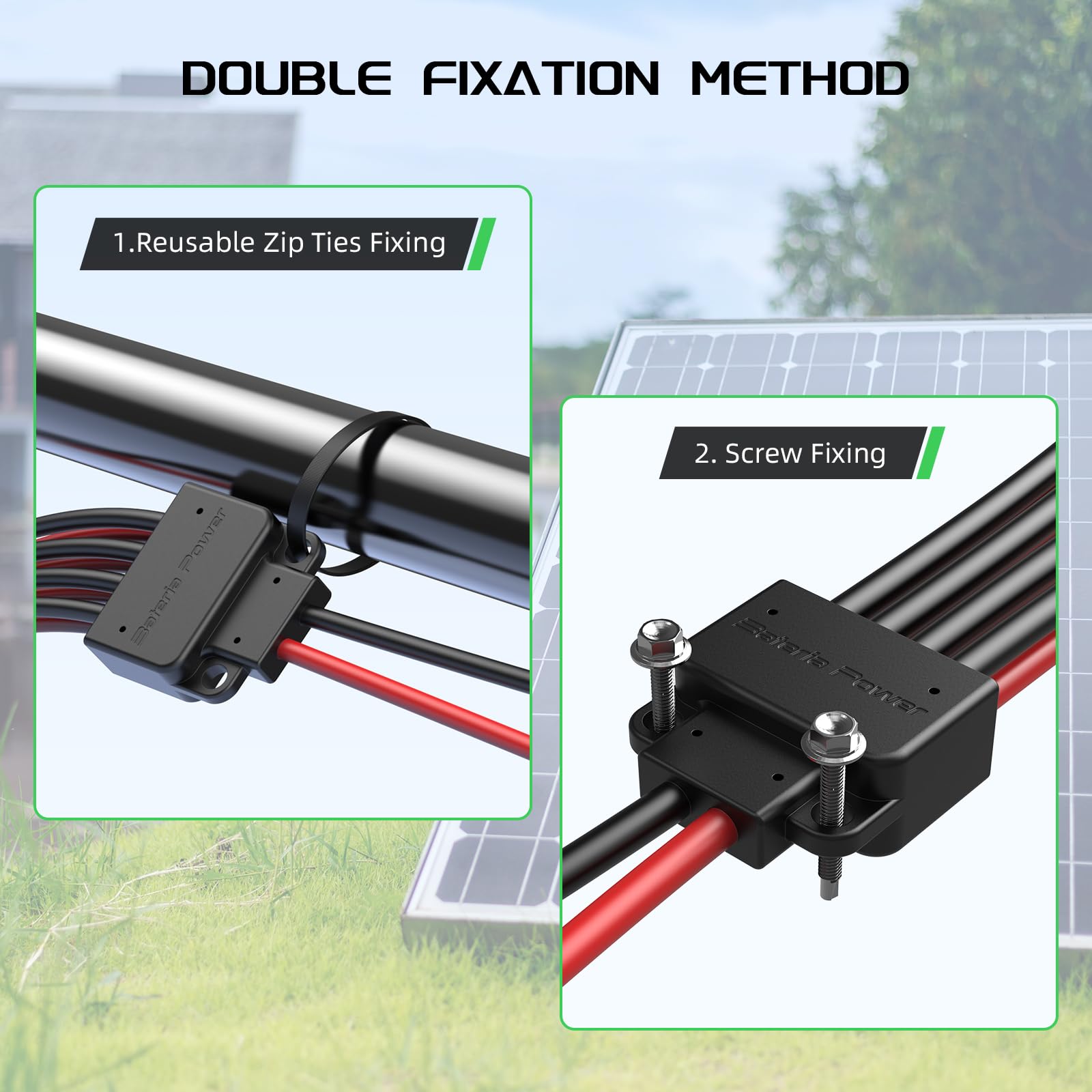 Bateria Power Solar Connectors for 2 Solar Panels, IP68 Waterproof Solar Panel Connectors Splitter, 4 to 2 Y Branch Parallel Adapter for Solar Cable Extension
